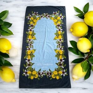 Dolce And  Gabbana Light Blue Beach Towel Lemons Wash Fade